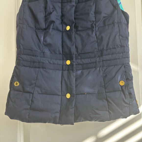 Lilly Pullitzer Women’s Kate Puffer Vest Sz XS Navy Button Down Preppy Coastal - Picture 4 of 12